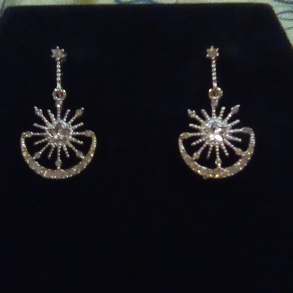 Clear Rhinestone Moon & Stars Post Earrings